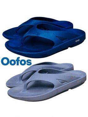 Oofos Ooriginal Sandals Blue & Gray Flip Flops Men’s Sz 12
